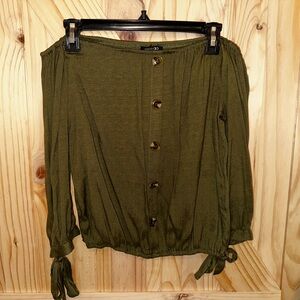 Olive Green Off The Shoulder Tank Top